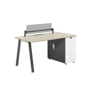 LIVARA 120/140cm Single Office Desk with E0 Desktop, Acoustic Privacy Screen, Dual-Sided Power & Password Lock Storage - Natural Wood