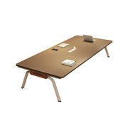 LIVARA 200cm Conference Table with Plug-and-Play Power Socket, E1 Thickened Desktop, Rounded Corners & Carbon Steel Legs - Walnut & White