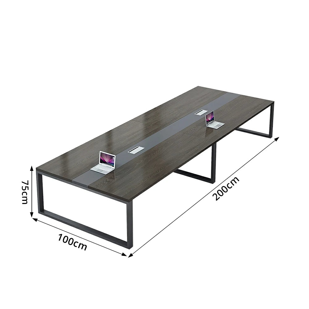 LIVARA 200/240cm Office Conference Table with 25mm Desktop, Steel Frame & Cable Management - Grey