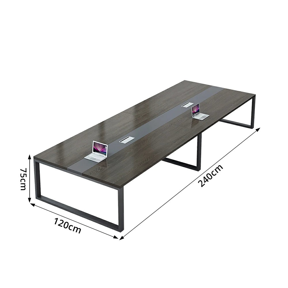 LIVARA 200/240cm Office Conference Table with 25mm Desktop, Steel Frame & Cable Management - Grey