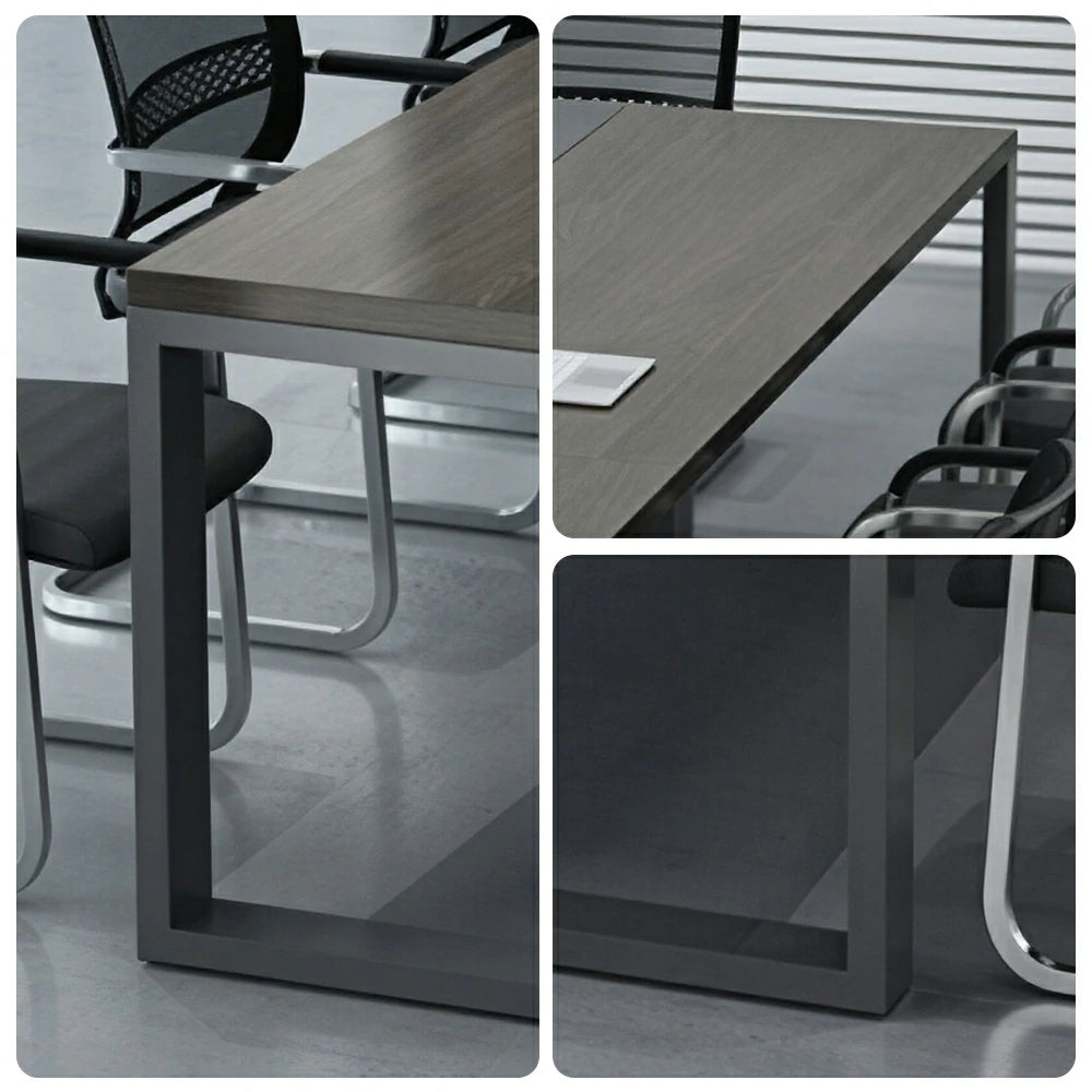 LIVARA 200/240cm Office Conference Table with 25mm Desktop, Steel Frame & Cable Management - Grey