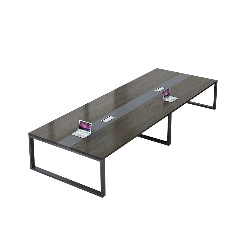 LIVARA 200/240cm Office Conference Table with 25mm Desktop, Steel Frame & Cable Management - Grey