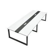 LIVARA 200/240cm Office Conference Table with 25mm Desktop, Steel Frame & Cable Management - White