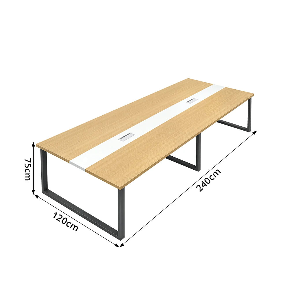 LIVARA 200/240cm Office Conference Table with 25mm Desktop, Steel Frame & Cable Management - Wood