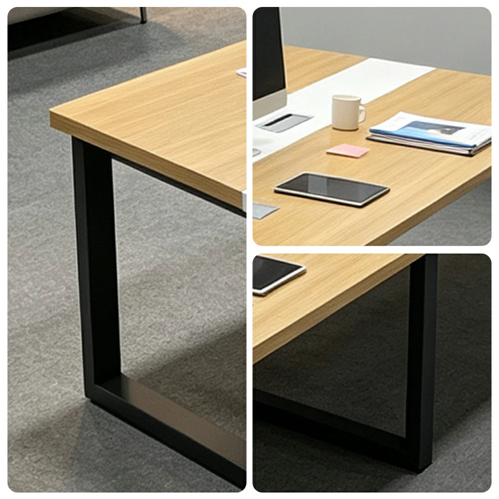 LIVARA 200/240cm Office Conference Table with 25mm Desktop, Steel Frame & Cable Management - Wood