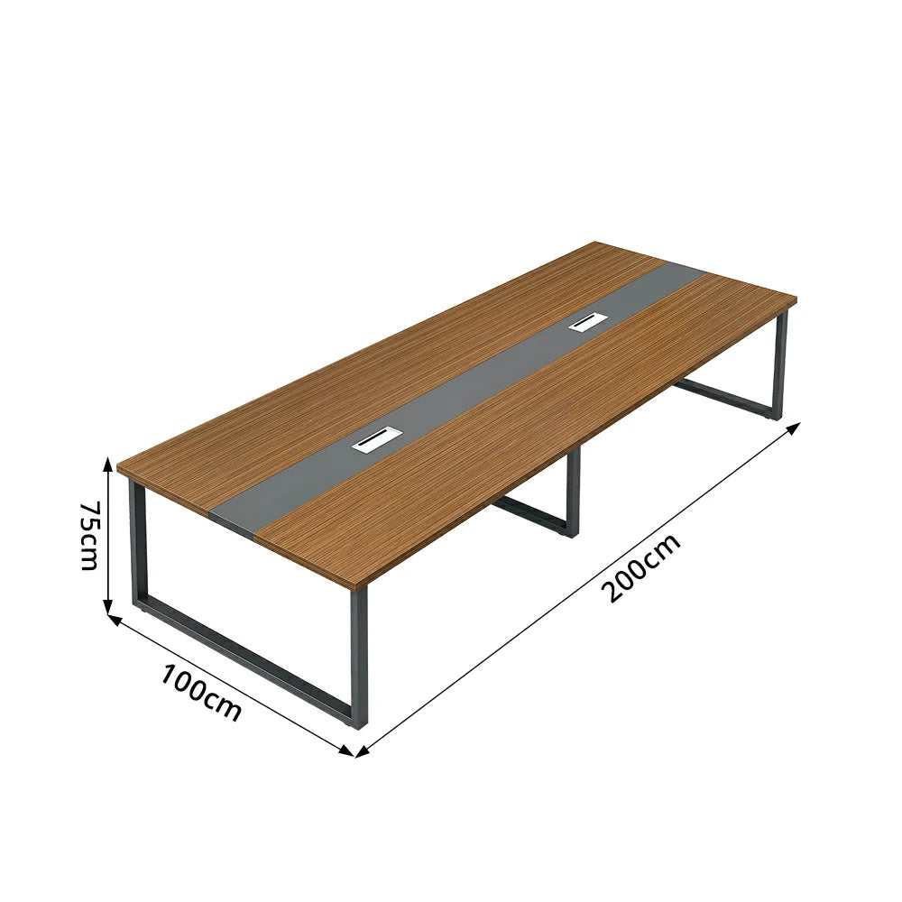 LIVARA 200/240cm Office Conference Table with 25mm Desktop, Steel Frame & Cable Management - Walnut
