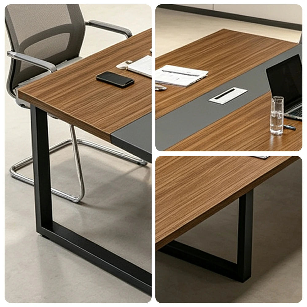 LIVARA 200/240cm Office Conference Table with 25mm Desktop, Steel Frame & Cable Management - Walnut
