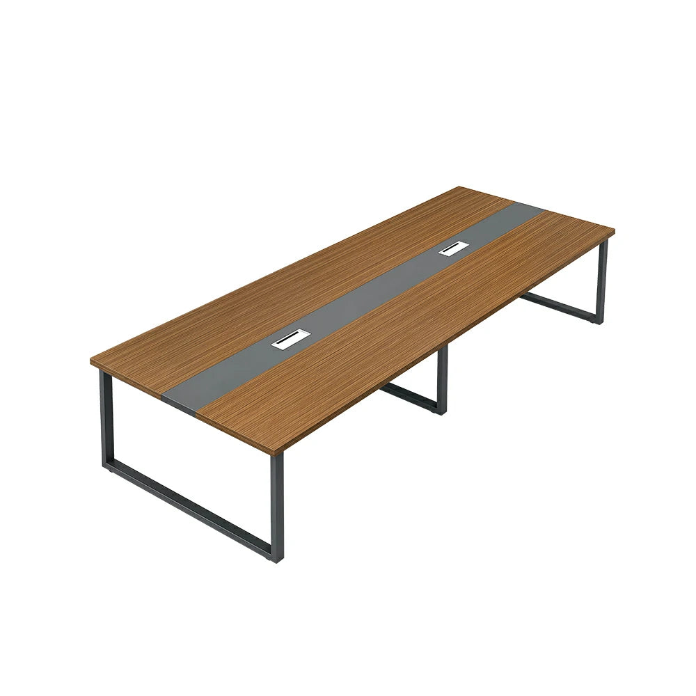 LIVARA 200/240cm Office Conference Table with 25mm Desktop, Steel Frame & Cable Management - Walnut