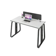 LIVARA 120cm Single Person Office Desk with Privacy Divider, Carbon Steel Frame & Cable Management, Cabinet & Chair Excluded - White & Black