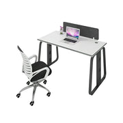 LIVARA 120cm Single Person Office Desk & Adjustable Chair Set with Privacy Divider, Carbon Steel Frame & Cable Management - White & Black
