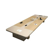 LIVARA 240/300cm Large Conference Table, Two Tone 50mm Thick Desktop, Cable Management Box & Under Table Storage - Light Wood & Beige