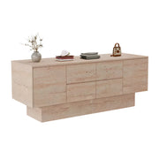 LIVARA 120/180cm Retail Island Display Cabinet with Multi-Drawer Storage for Clothing Store - All Faux Travertine