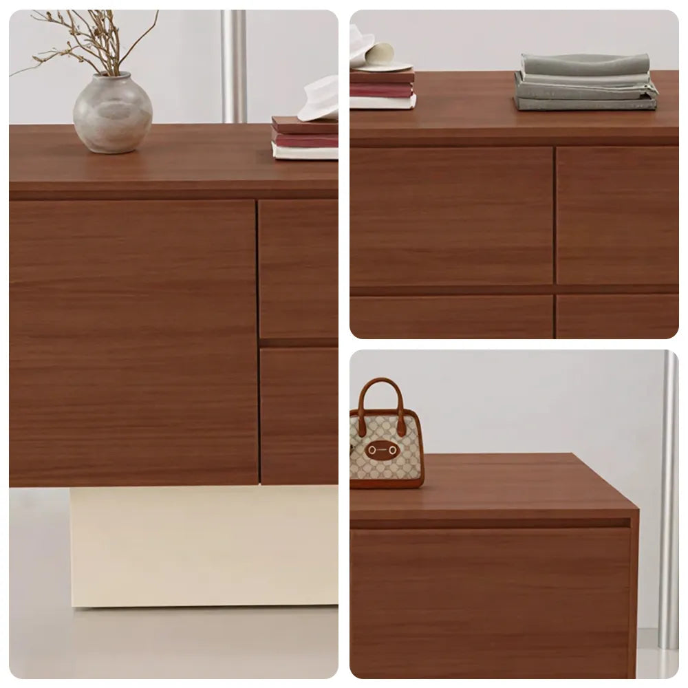 LIVARA 120/180cm Retail Island Display Cabinet with Multi-Drawer Storage for Clothing Store - Oak & Cream Base