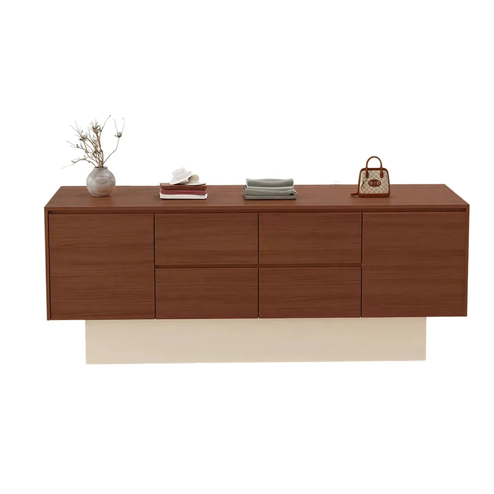 LIVARA 120/180cm Retail Island Display Cabinet with Multi-Drawer Storage for Clothing Store - Oak & Cream Base