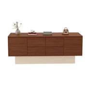 LIVARA 120/180cm Retail Island Display Cabinet with Multi-Drawer Storage for Clothing Store - Oak & Cream Base