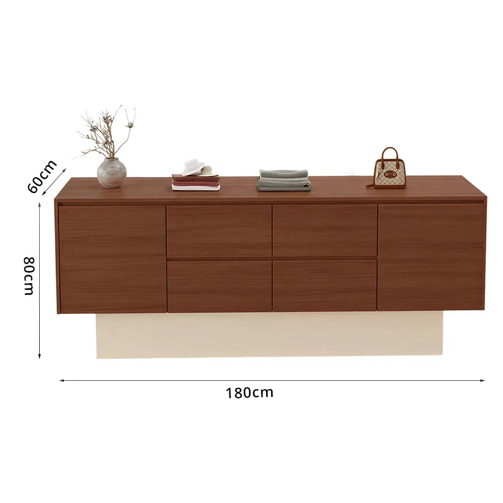LIVARA 120/180cm Retail Island Display Cabinet with Multi-Drawer Storage for Clothing Store - Oak & Cream Base