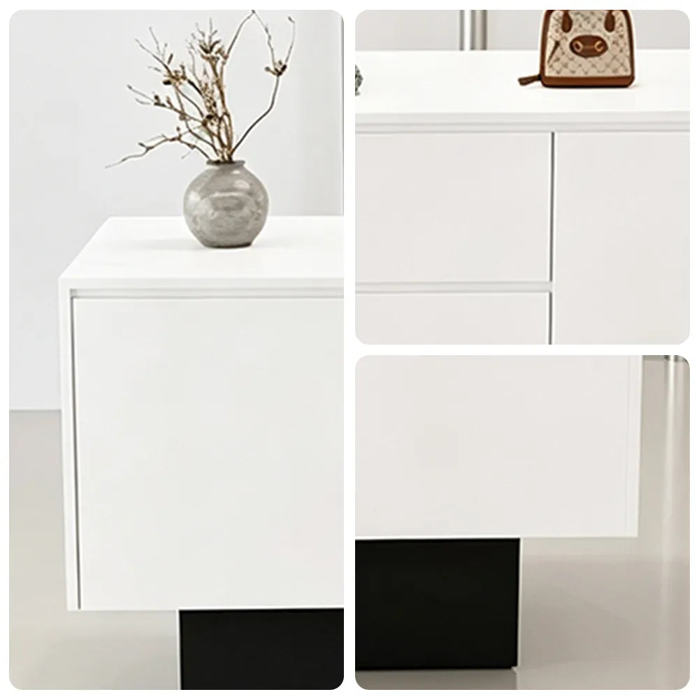 LIVARA 120/180cm Retail Island Display Cabinet with Multi-Drawer Storage for Clothing Store - White & Black Base