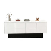 LIVARA 120/180cm Retail Island Display Cabinet with Multi-Drawer Storage for Clothing Store - White & Black Base