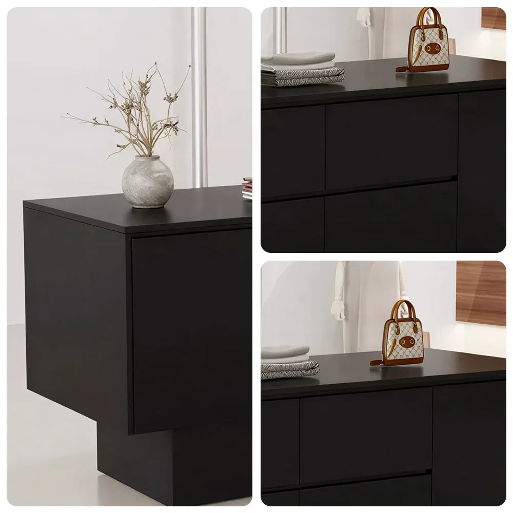 LIVARA 120/180cm Retail Island Display Cabinet with Multi-Drawer Storage for Clothing Store - All Black