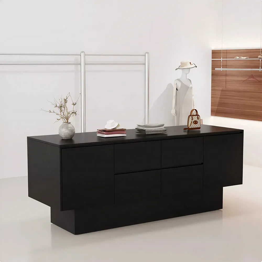 LIVARA 120/180cm Retail Island Display Cabinet with Multi-Drawer Storage for Clothing Store - All Black
