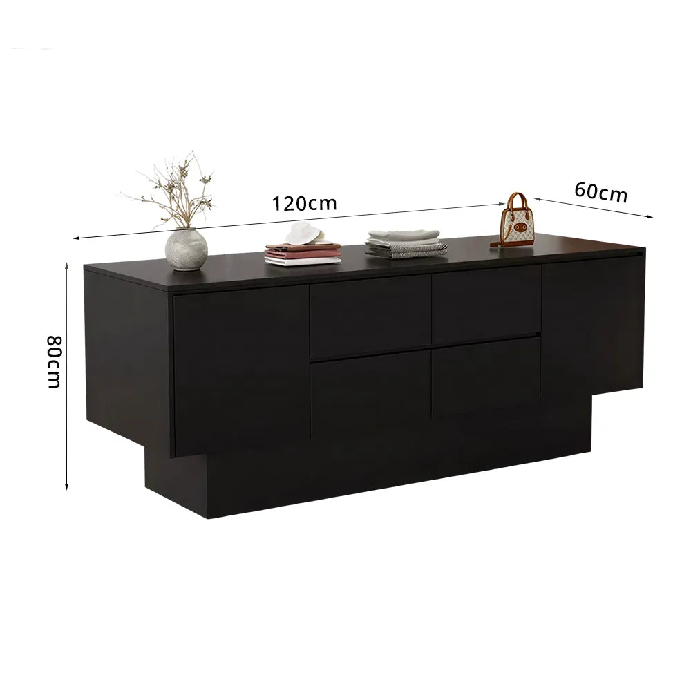 LIVARA 120/180cm Retail Island Display Cabinet with Multi-Drawer Storage for Clothing Store - All Black