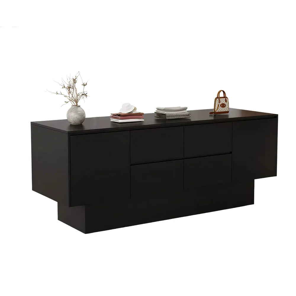 LIVARA 120/180cm Retail Island Display Cabinet with Multi-Drawer Storage for Clothing Store - All Black