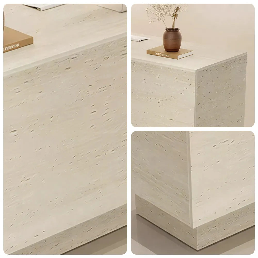 LIVARA 120/180cm Reception Counter with Multi-Compartment Storage for Retail Store and Salon - Full Travertine