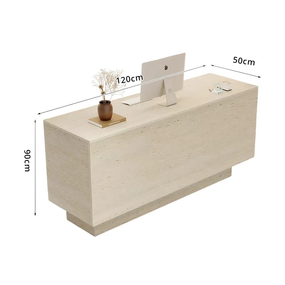 LIVARA 120/180cm Reception Counter with Multi-Compartment Storage for Retail Store and Salon - Full Travertine