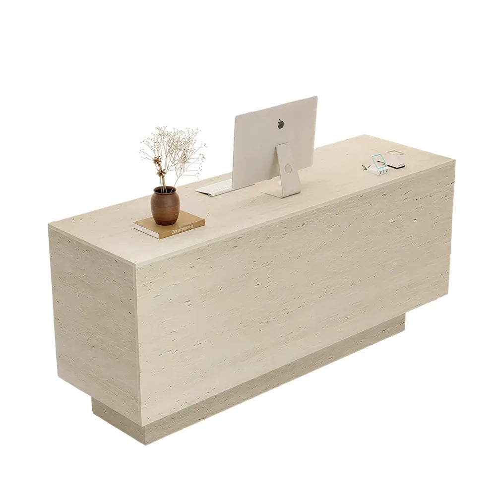 LIVARA 120/180cm Reception Counter with Multi-Compartment Storage for Retail Store and Salon - Full Travertine