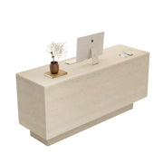 LIVARA 120/180cm Reception Counter with Multi-Compartment Storage for Retail Store and Salon - Full Travertine
