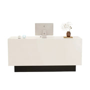 LIVARA 120/180cm Reception Counter with Multi-Compartment Storage for Retail Store and Salon - White & Black Base