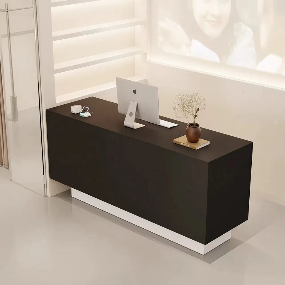LIVARA 120/180cm Reception Counter with Multi-Compartment Storage for Retail Store and Salon - Black & White Base