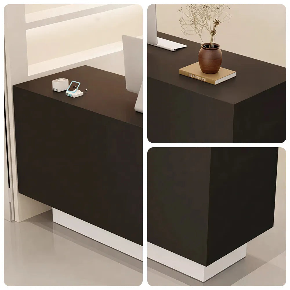 LIVARA 120/180cm Reception Counter with Multi-Compartment Storage for Retail Store and Salon - Black & White Base