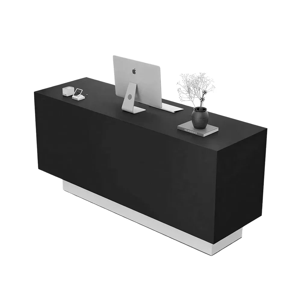 LIVARA 120/180cm Reception Counter with Multi-Compartment Storage for Retail Store and Salon - Black & White Base