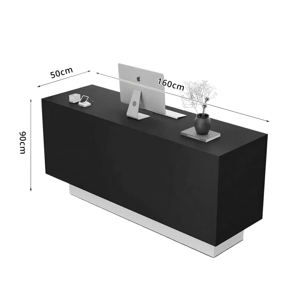LIVARA 120/180cm Reception Counter with Multi-Compartment Storage for Retail Store and Salon - Black & White Base