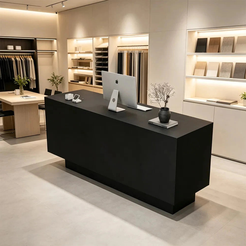 LIVARA 120/180cm Reception Counter with Multi-Compartment Storage for Retail Store and Salon - Black