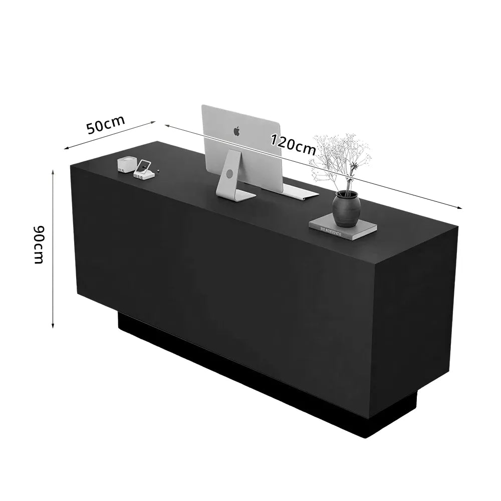 LIVARA 120/180cm Reception Counter with Multi-Compartment Storage for Retail Store and Salon - Black