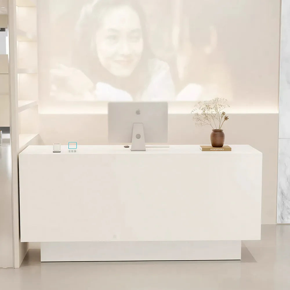 LIVARA 120/180cm Reception Counter with Multi-Compartment Storage for Retail Store and Salon - White