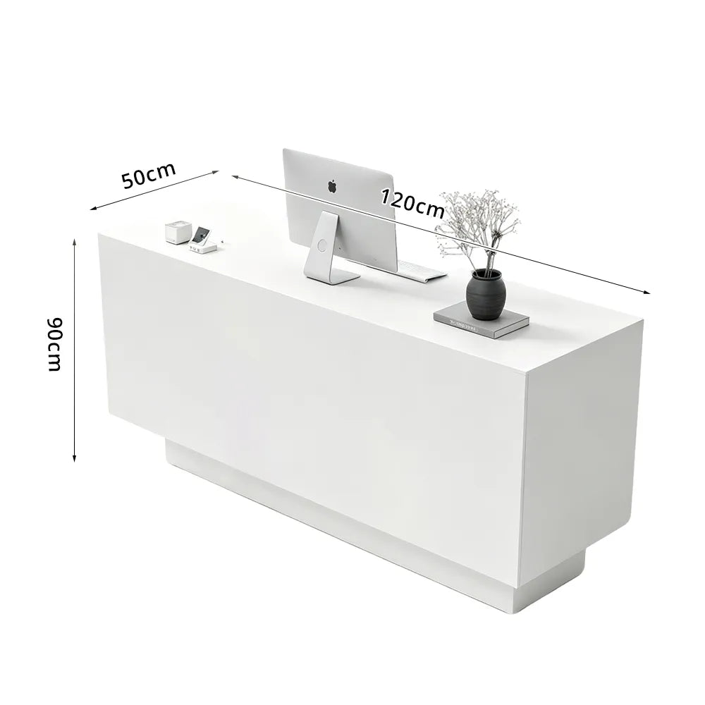 LIVARA 120/180cm Reception Counter with Multi-Compartment Storage for Retail Store and Salon - White