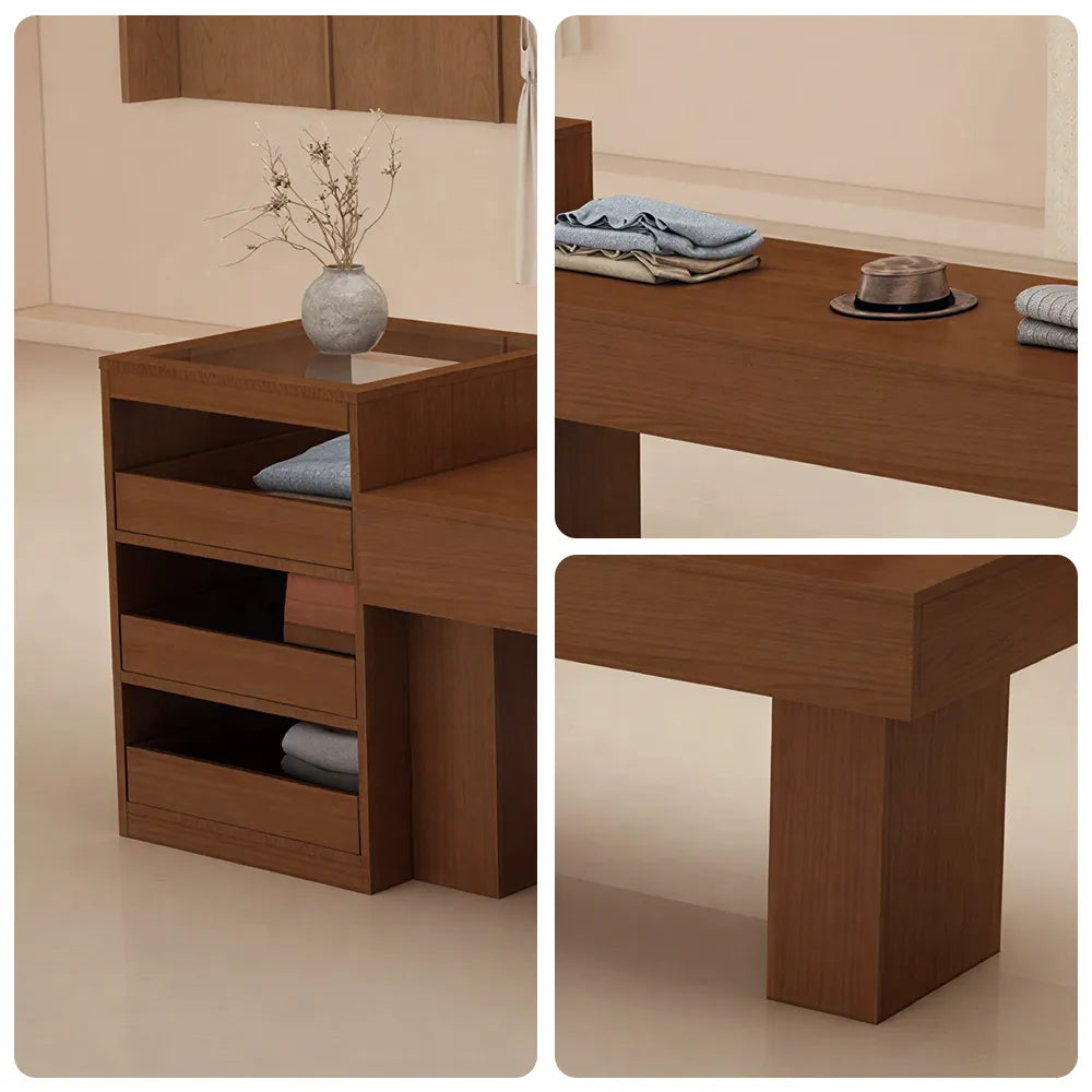 LIVARA 120/180cm Retail Island Display Table with Multi-Drawer Storage for Clothing Store - Walnut