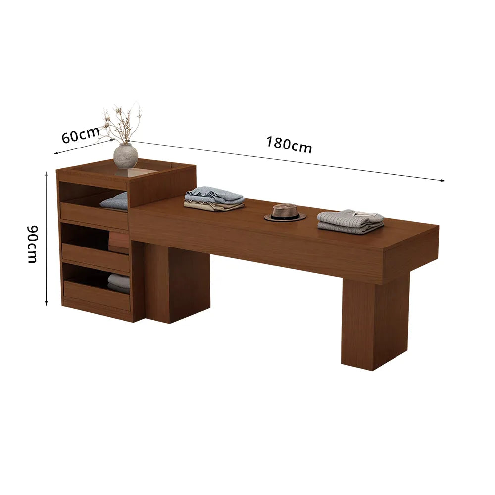 LIVARA 120/180cm Retail Island Display Table with Multi-Drawer Storage for Clothing Store - Walnut