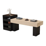 LIVARA 120/180cm Retail Island Display Table with Multi-Drawer Storage for Clothing Store - Black & Beige