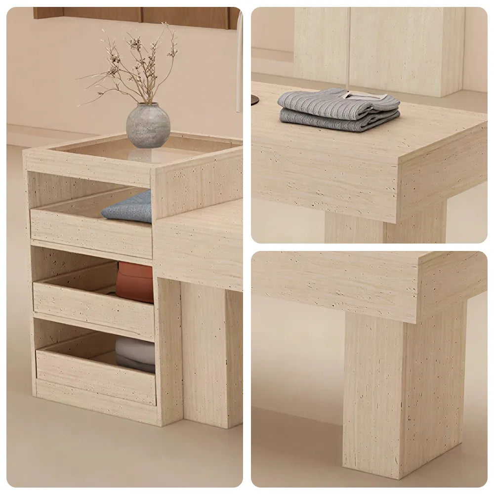 LIVARA 120/180cm Retail Island Display Table with Multi-Drawer Storage for Clothing Store - Beige