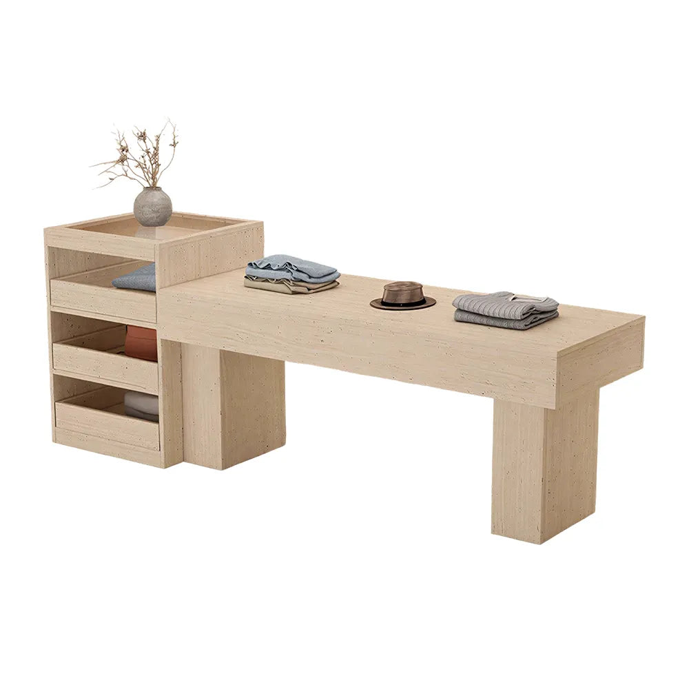 LIVARA 120/180cm Retail Island Display Table with Multi-Drawer Storage for Clothing Store - Beige