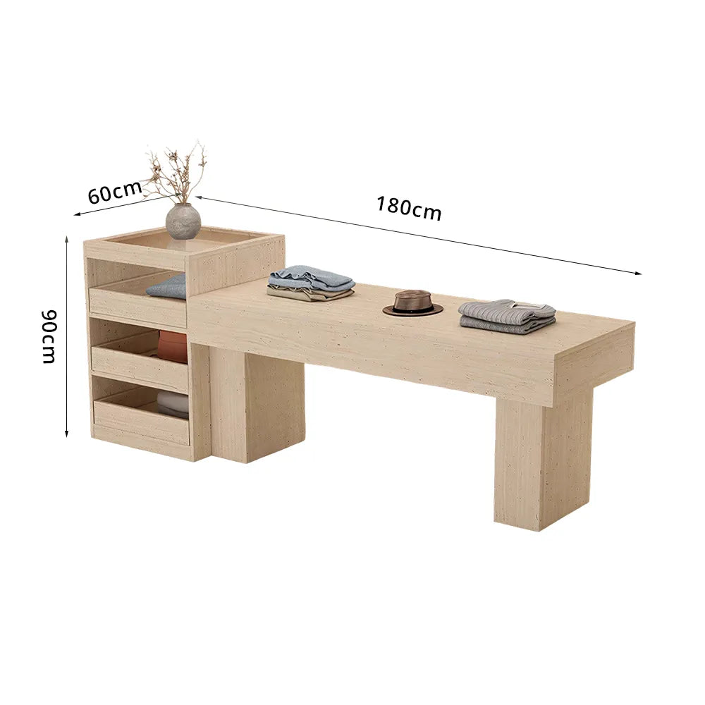 LIVARA 120/180cm Retail Island Display Table with Multi-Drawer Storage for Clothing Store - Beige