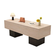 LIVARA 120/180cm Retail Island Display Table with Open Storage for Clothing and Boutique Stores - Travertine & Black Base
