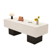 LIVARA 120/180cm Retail Island Display Table with Open Storage for Clothing and Boutique Stores - White & Black Base
