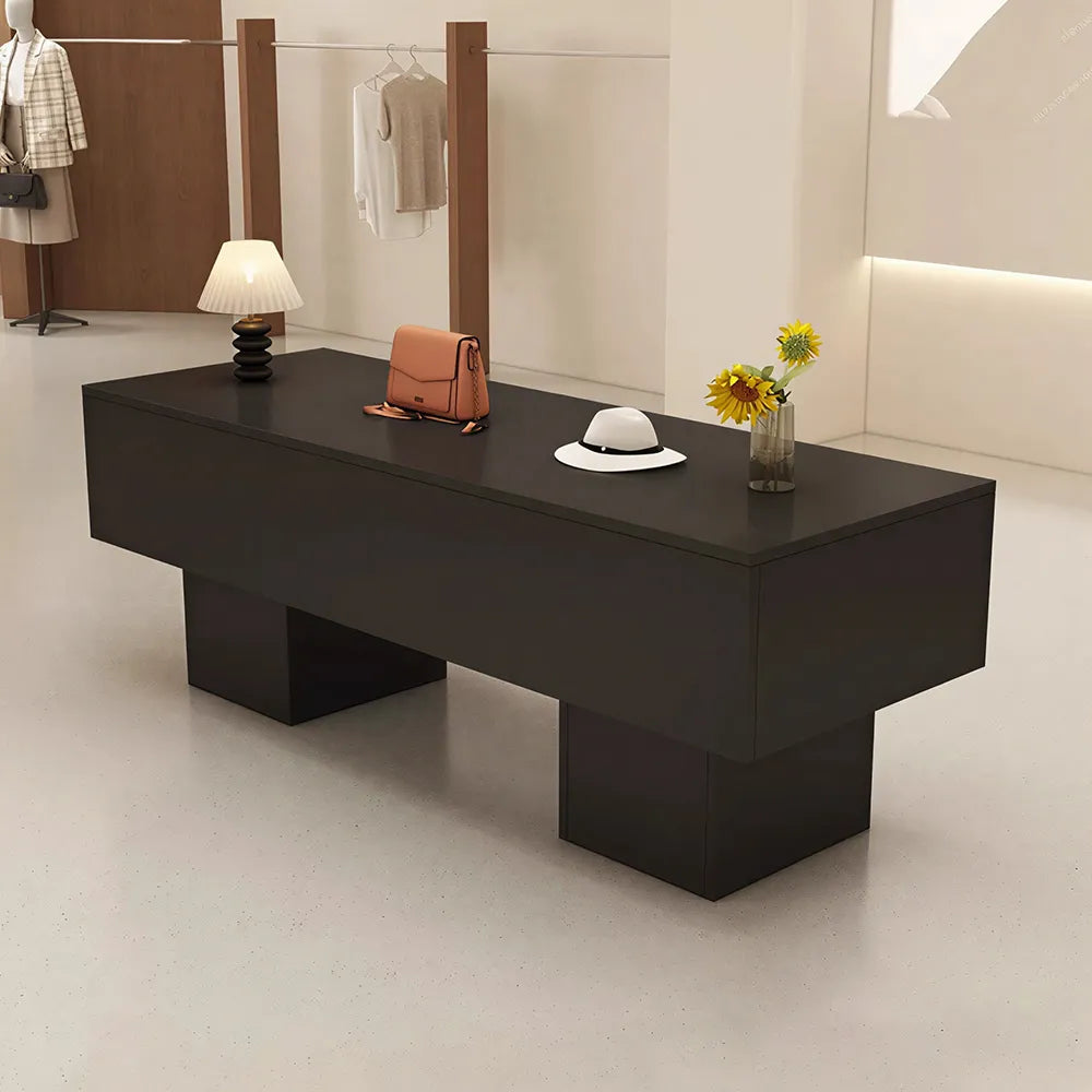 LIVARA 120/180cm Retail Island Display Table with Open Storage for Clothing and Boutique Stores - Black