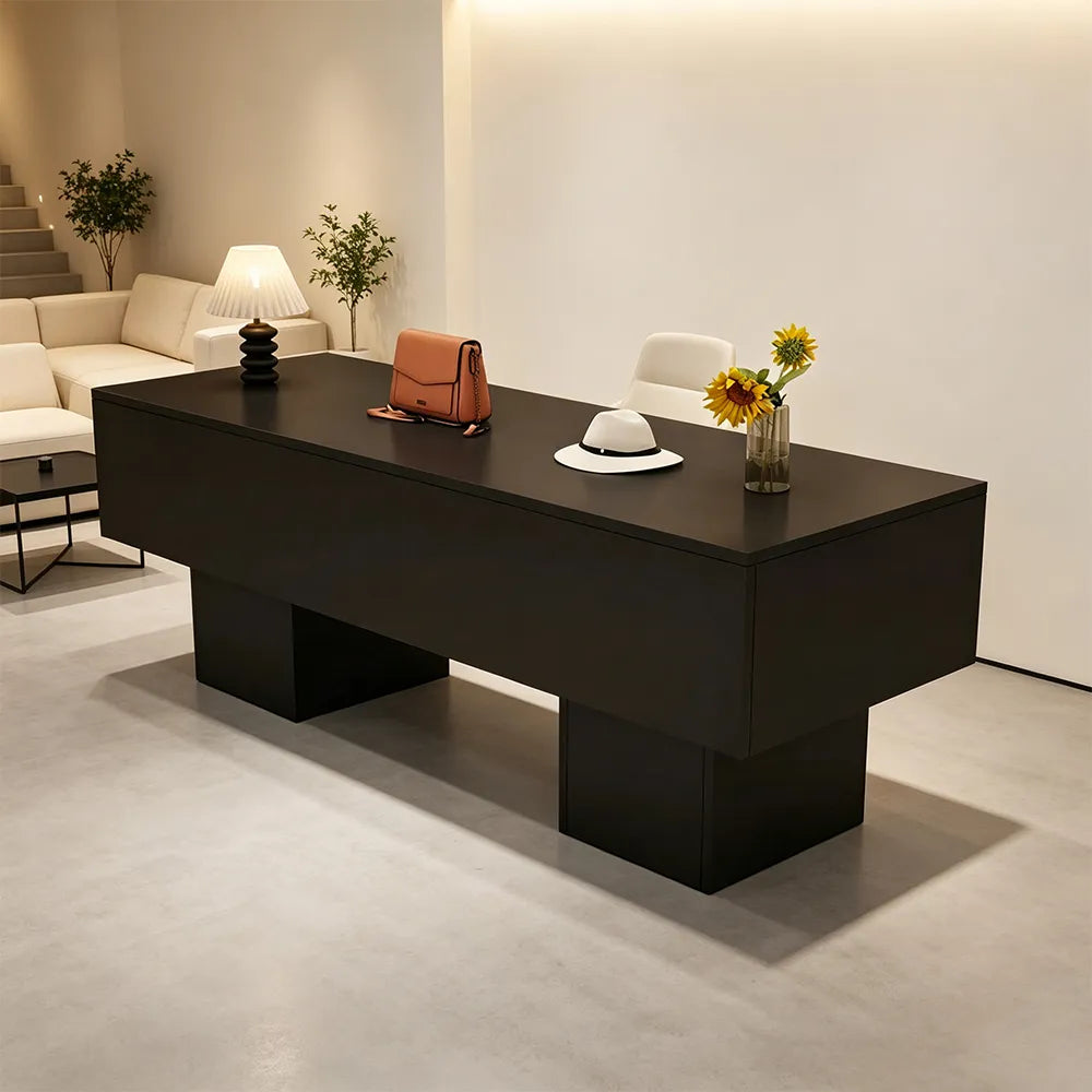 LIVARA 120/180cm Retail Island Display Table with Open Storage for Clothing and Boutique Stores - Black