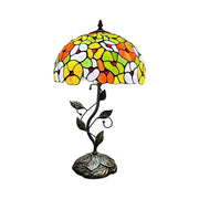 LIVARA Tiffany Stained Glass Table Lamp Pull Chain Switch 30x45cm for Bedroom Living Room Study - Red
